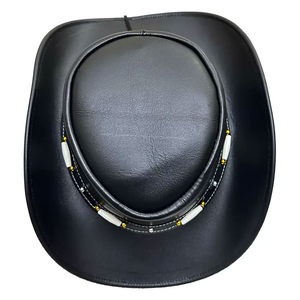 Sombrero Vaquero de Cuero Genuino Personalizado de Alta Calidad, Sombrero Occidental de Ala Ancha Ajustable Unisex para Exteriores, Sombrero de Rodeo y Rancho, Fabricante OEM - Product Image 6