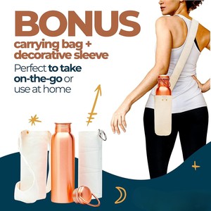 Authentic Ayurvedic Copper Water <b>Bottle</b> 34Oz /1000ml With Carrying Canvas Bag & Sleeve For <b>Drinking</b> Water And Leak-Proof - Product Image 4