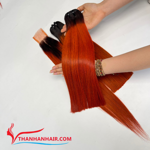 Producto más vendido Paquete de trama recta de hueso Ombre Color Extensiones de Cabello 100% cabello virgen crudo HECHO DE Vietnam de alta calidad - Product Image 4