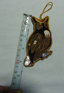 Adornos de Lujo para Árbol de Navidad, Adornos Colgantes de Navidad, Adorno de Búho Orejudo Bordado a Mano, Bola de Navidad, Adornos para Árbol - Product Image 4