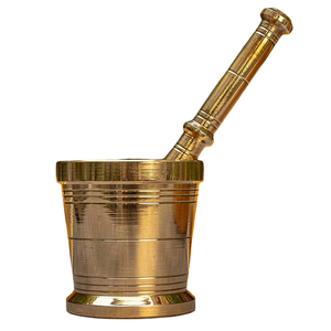 Mortero y pilón de latón de alta calidad con grabado y acabado pulido para moler café y especias manualmente, metal Imam Dasta - Product Image 4