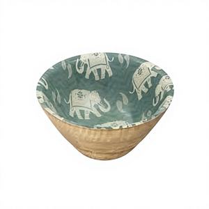 Plat de service maison écologique en bois d'acacia imprimé émaillé de luxe antique Bol à salade en céramique imprimé personnalisé Design vintage - Product Image 3