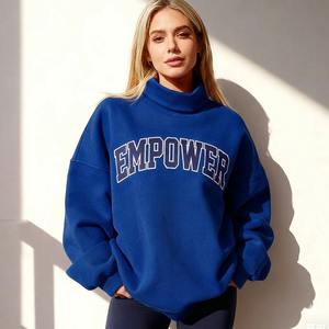 Sudadera de Forro Polar de Manga Larga con Cuello Alto Reversible, Estilo Casual de Invierno, Talla Grande, para Mujer, con Logotipo Personalizado - Product Image 5