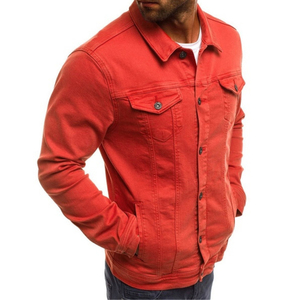 เสื้อแจ็คเก็ตยีนส์ผู้ชายคุณภาพสูง ขายส่ง สีพื้น กระดุมแถวเดียว ทรงเข้ารูป ผ้าฝ้าย แฟชั่นทันสมัย สวมใส่ได้หลากหลาย - Product Image 6