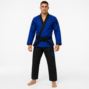 Kimono de BJJ bleu pour homme, coupe classique, 100% polyester, séchage rapide, vêtements d'arts martiaux pour adultes, ceinture noire incluse - Product Image 4