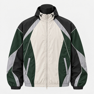 Blouson de sport pour homme à blocs de couleur, col montant, fermeture éclair, coupe-vent, style sportif, pour l'automne, coupe régulière, en polyester - Product Image 3
