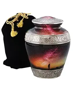 Urnes funéraires Galaxy Multicolore avec gravure florale pour cendres d'adultes, urnes funéraires pour cendres humaines adulte 200 - Product Image 2