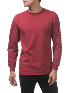 Camiseta de Manga Larga para Hombre, Cuello Redondo, Corte Regular, Color Gris Sólido, Informal, 220 Gramos, Transpirable - Product Image 4