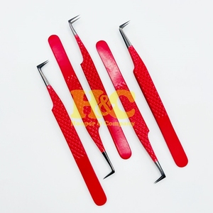 Eyelash Tweezer 90 Degree Red Tweezers Sustainable Sharp Grip Durable Fine Tip Top Ranking Tweezers Stainless Steel Private Logo - Product Image 4