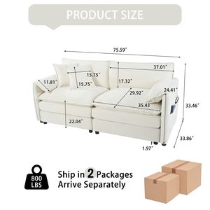 Moderno Comodo Divano Ciniglia a 2 posti a Mangiamorevole Sofy Sedile Bianco Love Sedile per Soggiorno Camera da Letto Ufficio per - Product Image 6