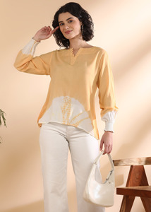 Maaesa Blusa Ligera de Verano para Mujer, Casual, de Rayón, con Estampado Tie-Dye, Cuello en V, Manga Larga, Colección de Diseñador - Product Image 6