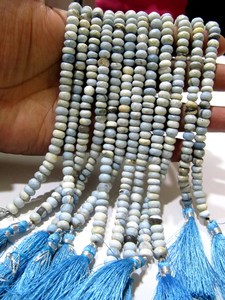 Perles de pierre d'opale bleue naturelle facettées en forme de rondelle de 7 mm, brin de 8,5 pouces de long - Product Image 3