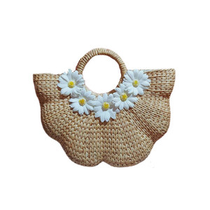 Sac cylindrique en jacinthe d'eau bleue |   Sac de plage et sac à main d'été bohème chic fait main à bandoulière unique avec imprimé - Product Image 2