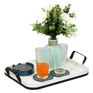 Bandeja de madera blanca de gran venta, bandeja Rectangular de madera maciza para servir y decorar con asas de Metal para bares, restaurantes y uso doméstico - Product Image 4