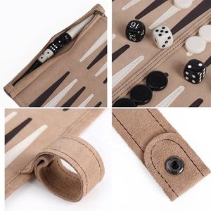 Hot Sales Luxury Travel <b>Backgammon</b> Leather Roll up <b>Backgammon</b> <b>Board</b> Games for Adults Foldable Leather <b>Backgammon</b> Set - Product Image 3