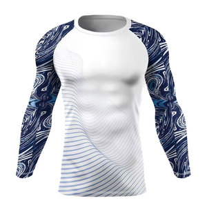 Men's Full Sleeve Rash Guard Dark Blue Quick Dry Fitness Top Long Sleeve <b>Compression</b> <b>Shirt</b> for <b>Gym</b> Yoga Workout - Product Image 6