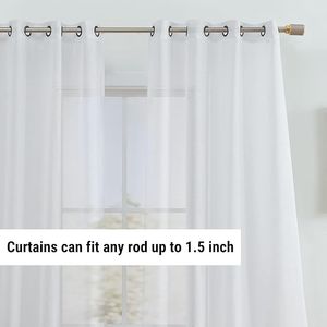 2-Piece 54W X 84L Inch Long White Semi-Sheer Voile Window Curtain Grommet <b>Panels</b> <b>Light</b> Filtering for Bedroom & Living Room - Product Image 2