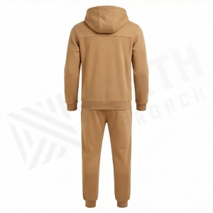 Ensemble de survêtement à capuche pour homme, couleur unie, fermeture éclair intégrale, sweat-shirt et pantalon décontractés, vêtements d'automne, matière en coton respirant, coupe classique - Product Image 2