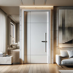 Porte d'entrée minimaliste en composite bois-plastique (WPC) stable de 40 mm d'épaisseur, insonorisée, étanche, anti-poussière et anti-moisissure pour salle de bain et hôtel - Product Image 1