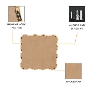 Legno naturale 36 \ "X 36 \" moderna parete quadrata ondulata specchio in legno massello arredamento per bagno soggiorno sala da pranzo guardaroba ingresso - Product Image 5