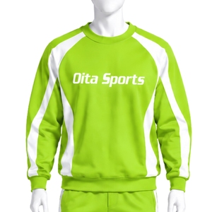 Conjunto Deportivo Unisex Verde Lima, Sudadera de Cuello Redondo y Pantalones Jogger, con Rayas en Contraste, para Entrenamiento Deportivo, Casual y Atlético - Product Image 3