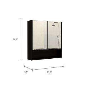 Tucker Set da bagno nero in due pezzi, tra cui armadietto dei medicinali e armadietto di lino - Product Image 3