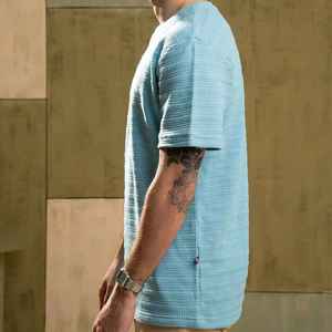 Trendy <b>Waffle</b> Knit Textured Heavyweight Oversized T <b>Shirt</b> Streetwear Custom Logo Breathable Quick Dry - Product Image 3