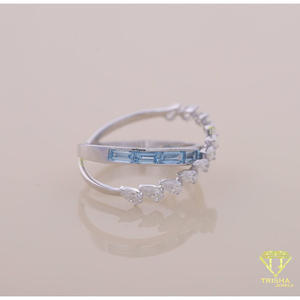แหวนหมั้นเพชรโมอิสซาไนต์ทรงลูกแพร์ประดับเพชรสองวงรอบทองคำขาว 14K แหวนแต่งงานสองเม็ดสำหรับผู้หญิง - Product Image 2