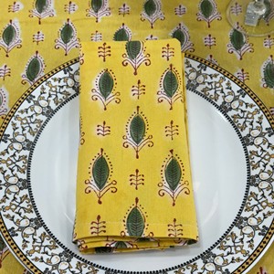 Yellow Printed Cotton <b>Tablecloth</b> With Plant Pattern Classic Style Washable Woven Home Use Table Linen Customizable - Product Image 2