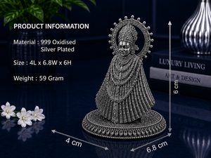 Jaipur Metals 999 Oxidised Silver Plated Khatu Shyam Idol | 100% Brass Handcrafted <b>Religious</b> <b>Statue</b> | Home Office Pooja Gift | - Product Image 2