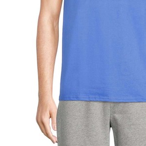 T-shirts vierges pour hommes en coton tricoté 100 %, personnalisables en gros par impression par transfert thermique, à manches courtes, coupe classique, bleus, col rond - Product Image 5