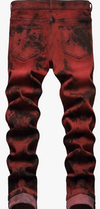Jean en denim déchiré délavé taille haute coupe évasée décontracté pour homme toutes saisons - Product Image 4