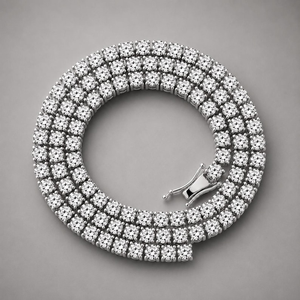 Collar SHREYA DIAM de Plata de Ley 925 con Perlas de Agua Dulce y Moissanita, Cadena de Eslabones Tipo Tenis, Corte Brillante, Romántico, en Plata/Oro/Rosa - Product Image 4