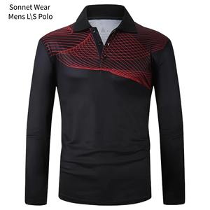 Chemises polo à manches longues imprimées pour hommes - Product Image 1