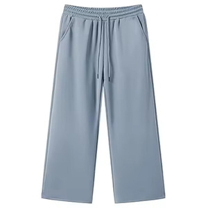 Men Wide Leg Sweatpants Elastic Waist Drawstring Casual Lightweight Polyester/Cotton <b>Pants</b> with Side Pockets Spring Style - Product Image 1