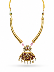 Ethnic 18K Gold Plated Flower Design Necklace <b>Set</b> with Zircon Stones and <b>Pearls</b> for Women Wedding Jewelry - Product Image 3