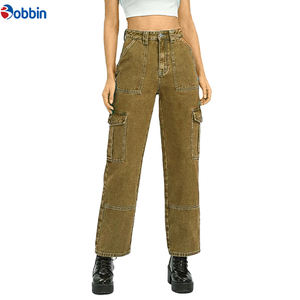 Pantalones Vaqueros de Mezclilla para Mujer, Personalizados OEM, Marca BOBBIN INDUSTRIES, Cintura Media, Estilo Cargo, Transpirables, Ecológicos, Lavado Snow Wash - Product Image 2