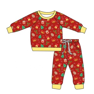 Conjuntos <span class=keywords><strong>de</strong></span> ropa para niñas <span class=keywords><strong>de</strong></span> dos piezas ecológicos rojos personalizados <span class=keywords><strong>de</strong></span> manga larga <span class=keywords><strong>de</strong></span> seda <span class=keywords><strong>de</strong></span> leche estilo informal estampado dulce pantalón largo estilo boutique - Product Image 3