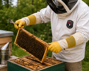 Custom Wholesale High Quality Beekeepers Protective <b>Gloves</b> Outdoor Four Seasons Yellow Breathable Mesh Sheepskin Soft Daily - Product Image 5