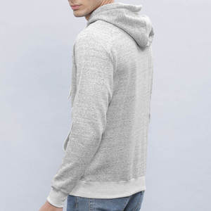 Sweat-shirt à capuche gris pour homme, manches régulières, couleur unie, tricot en coton French Terry, style automne - Product Image 2