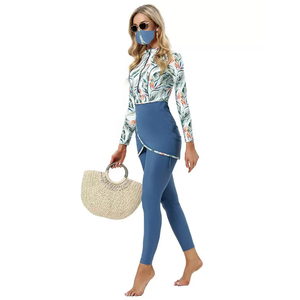 Muslim Swimwear New Women Modest Hijab Long Sleeves Sport Swimsuit Spandex/Polyester Islamic Burkinis 1 Piece Front - Product Image 4