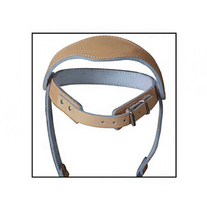 Adjustable Leather Head <b>Harness</b> Weightlifting Safety Support Unisex Cowhide Buckle Closure Protection Gym Training - Product Image 2