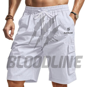 BLOODLINE Men's <b>White</b> <b>Cargo</b> Bermuda Shorts Mid Waist Elastic Waist Quick Dry Casual Style Pockets Camouflage Pattern PU Material - Product Image 1