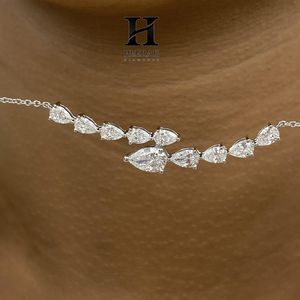 Collar de Diamantes de Corte Pera Asimétrico de Lujo, Plata de Ley 925, Colgante de Racimo, Joyería Nupcial para Mujer - Product Image 4