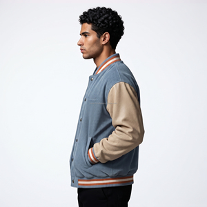 Veste universitaire pour homme personnalisée, couleur kaki, col montant, style américain, 100% coton, broderie décorative, respirante, coupe-vent - Product Image 4