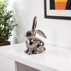 Sculpture de lapin en aluminium de luxe, statue d'animal décorative pour la décoration de table de salon moderne - Product Image 5