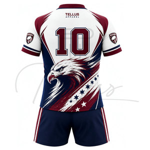 Wholesale New Stitched <b>Men</b> Sublimated Rugby Uniform Printed Design Jersey With Shorts Professional Top Quality Rugby Uniform - Product Image 2