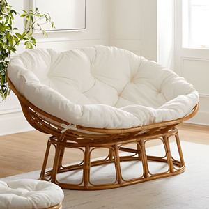Mamasan lounge garden patio furniture rattan double seat papasans <b>cane</b> papasan <b>chair</b> set with cushion - Product Image 6