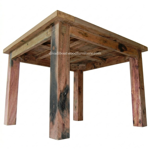 DIVADI Dining TableJava Style KD <b>Leg</b> Square Model Reclaimed Boat Wood Sustainable Design Eco-Friendly For Indoor and Outdoor - Product Image 5