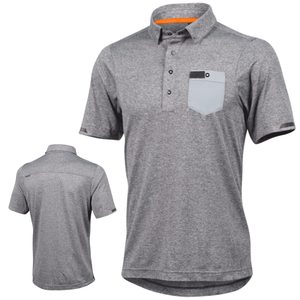 Polo à manches courtes gris pour homme avec poche poitrine, tissu tricoté à séchage rapide, style décontracté, coupe classique - Product Image 1